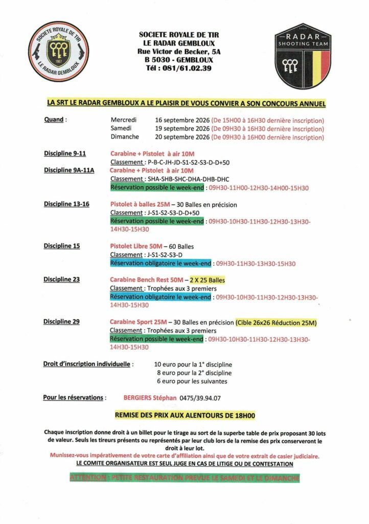 Concours annuel SRT Le Radar Gembloux